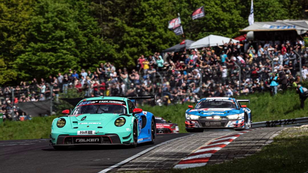 Porsche 911 GT3 R, Falken Motorsports (#44), Joel Eriksson (S), Tim Heinemann (D), Nico Menzel (D), Martin Ragginger (A), Nürburgring 24 hours, 2023, Porsche AG