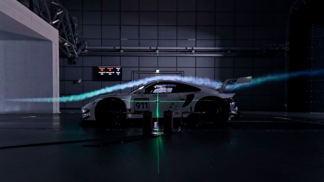 911 RSR (año modelo 2019), túnel de viento de Porsche, Weissach, 2019, Porsche AG