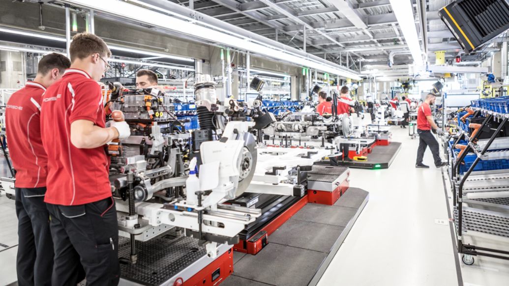 Ensamblaje de ejes, fábrica del Taycan, Stuttgart-Zuffenhausen, 2019, Porsche AG