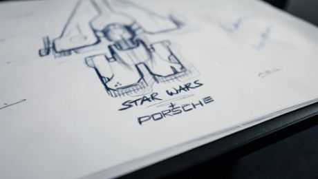 Porsche und Lucasfilm entwerfen gemeinsam ein Fantasie-Raumschiff