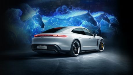 The all-electric Porsche Taycan launches in Korea with a hologram show