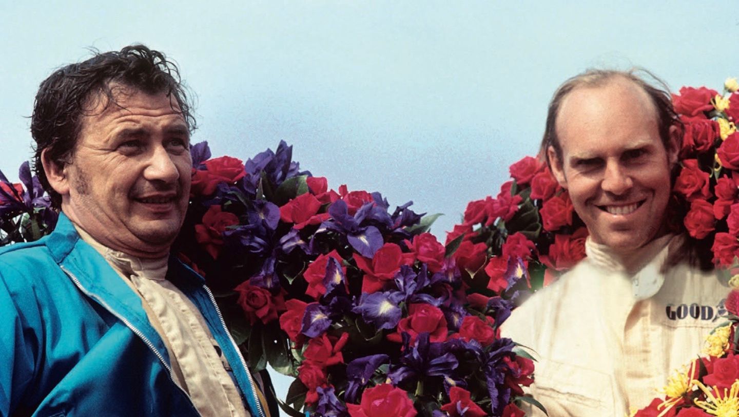 Hans Herrmann y Richard Attwood (i-d), Le Mans, 1970, Porsche AG