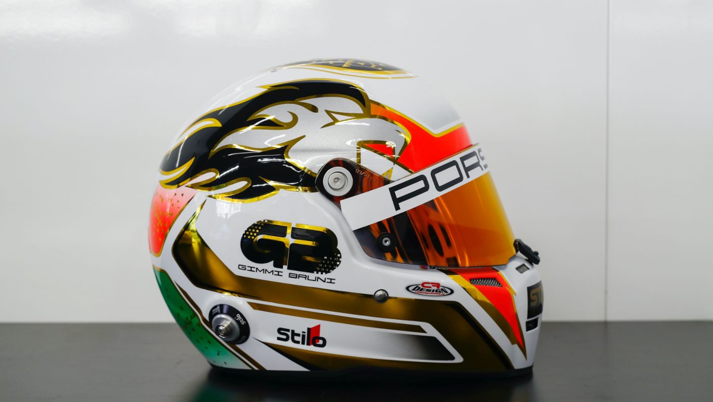 Helm von Gianmaria Bruni, Porsche Werksfahrer, 2021, Porsche AG