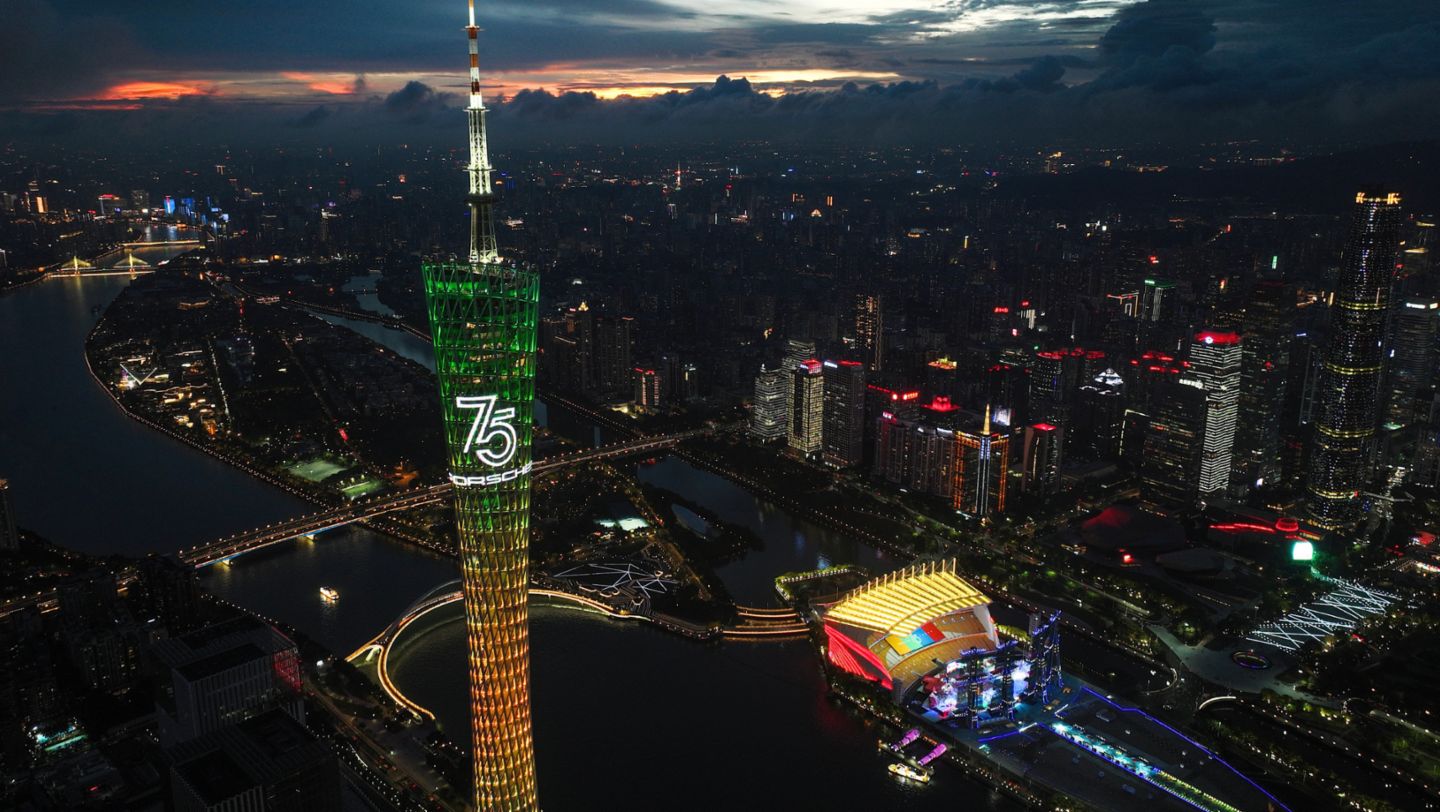 Canton Tower, Festival of Dreams, Haixinsha Asian Games Park, China, 2023, Porsche AG