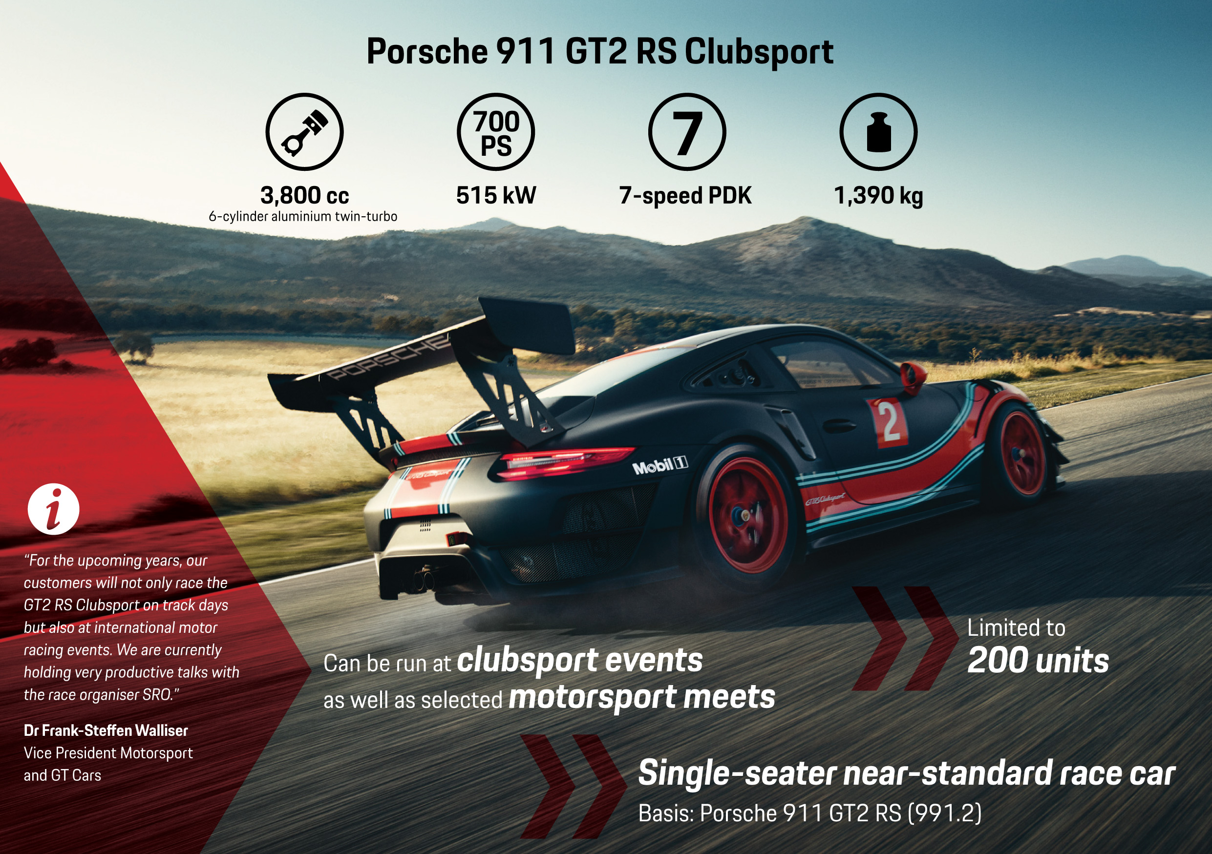 Porsche 911 GT2 RS Clubsport, infographic, 2018, Porsche AG