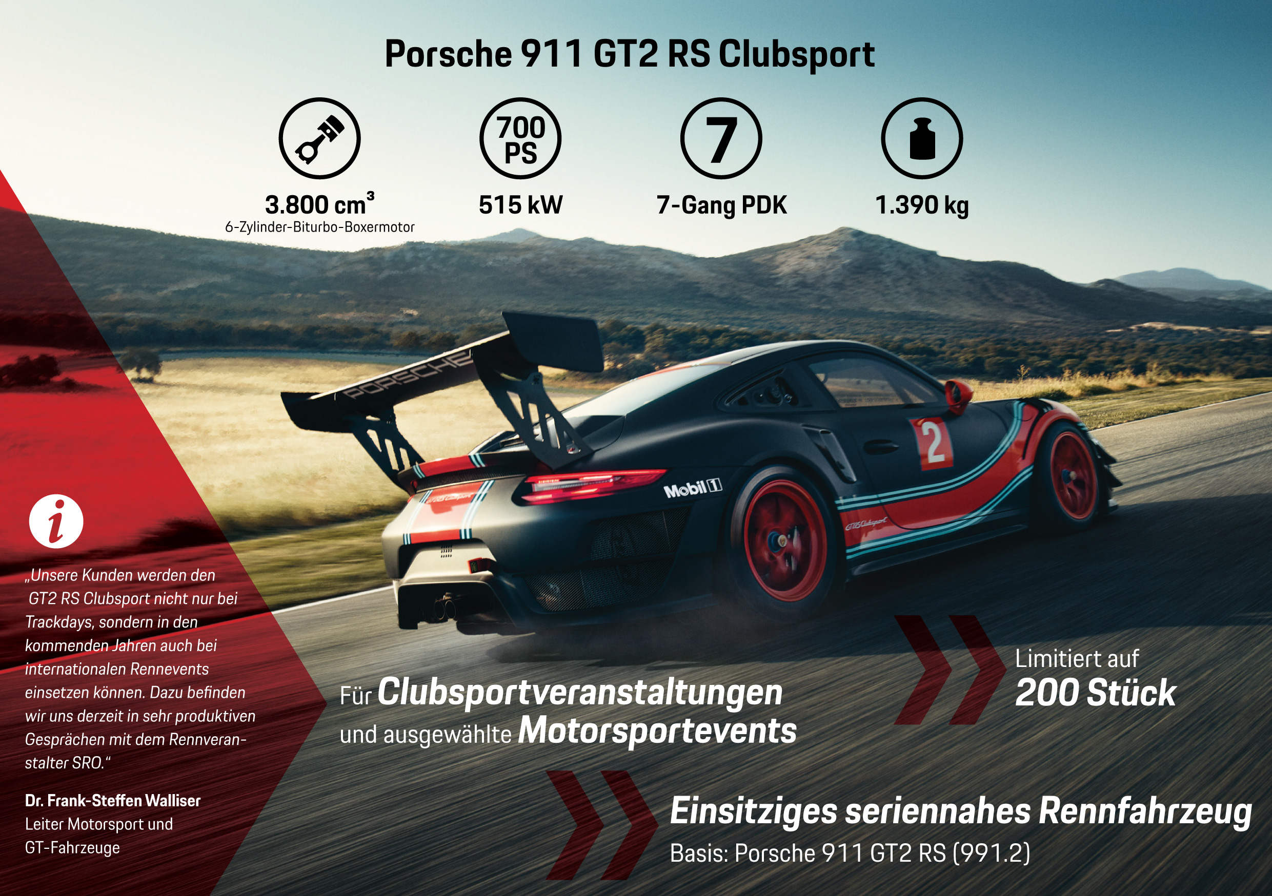 Porsche 911 GT2 RS Clubsport, Infografik, 2018, Porsche AG