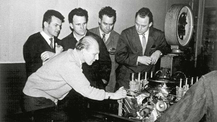 Hans Hönick, Hans Mezger, Eberhard Storz, Helmut Heim, Rolf Schrag, 1960, Porsche AG