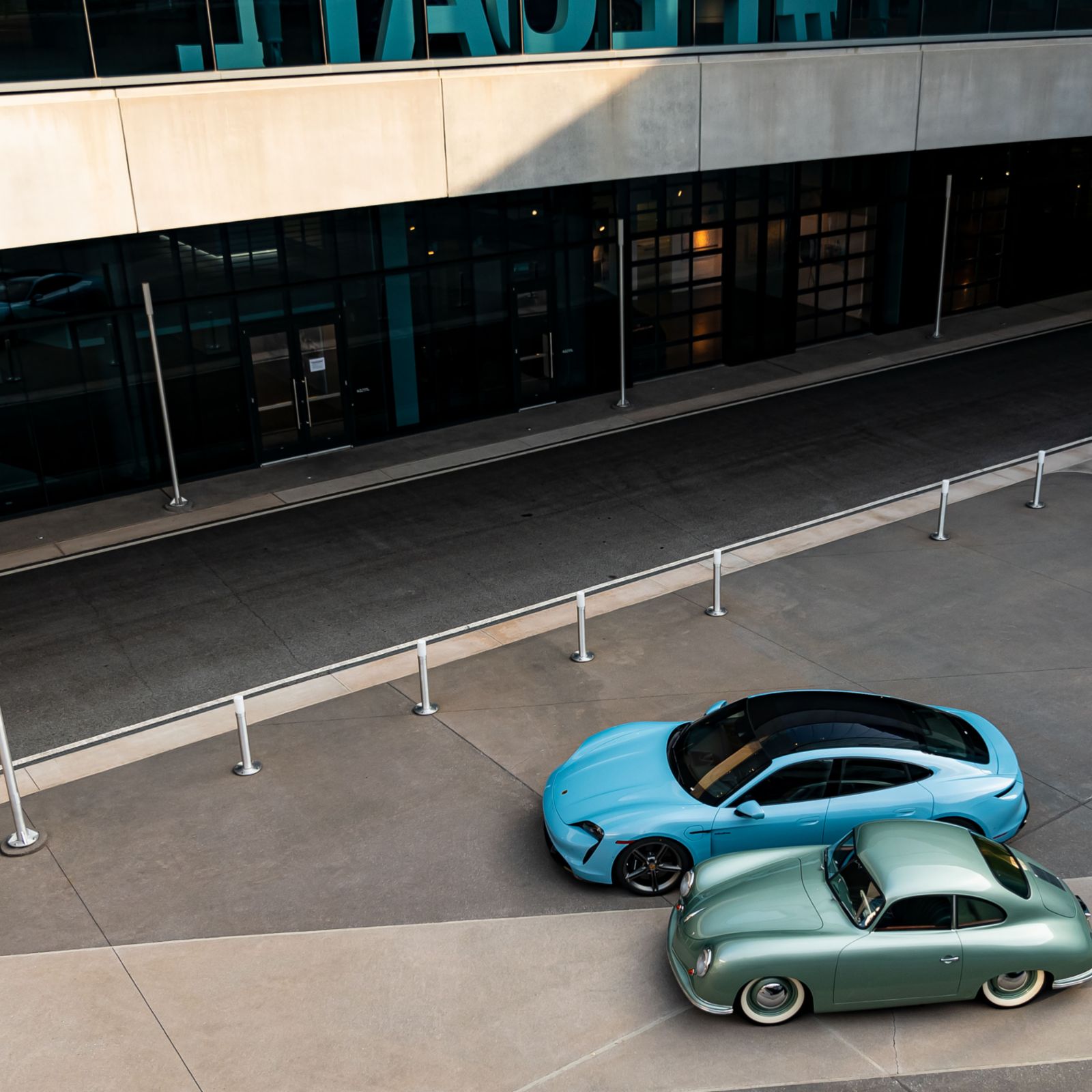 1950 356, 2020 Taycan Turbo S, Porsche Experience Center Atlanta, 2020, Porsche Cars North America, Inc.