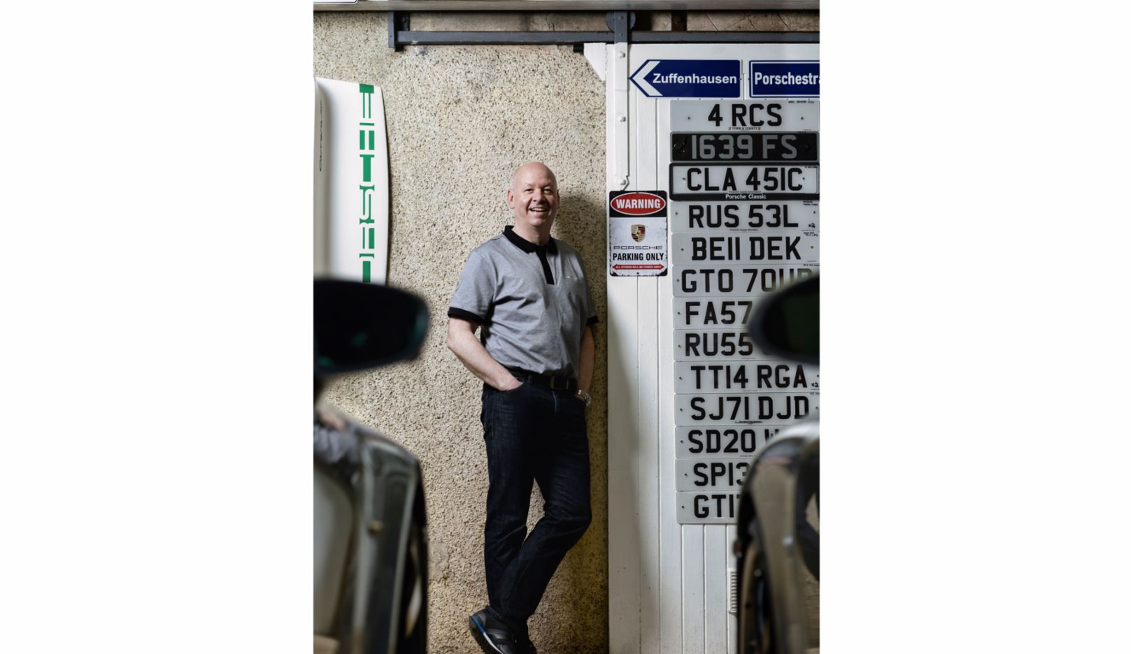 Numerous memorabilia in Shand’s garage testify to his huge passion for Porsche.