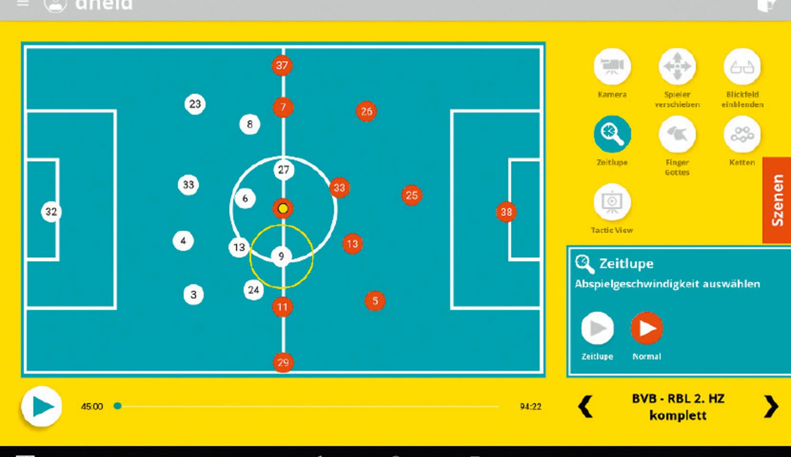 为即将迎来的 对手进行有针对性的准备： 在足球机器人 360 中可以 模拟游戏系统。球员由此能够寻找对策。
