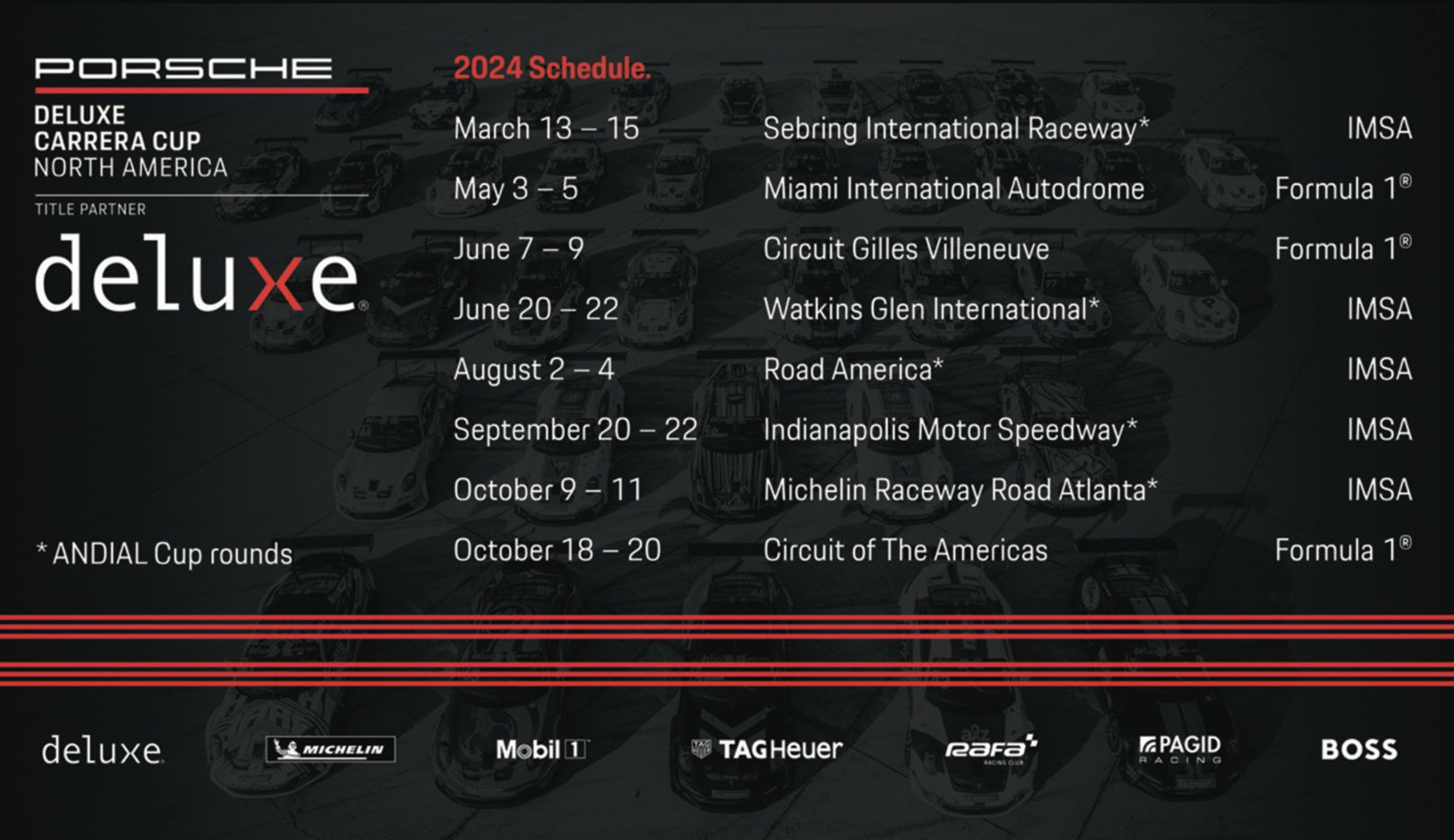 Porsche announces 2024 Carrera Cup North America event calendar