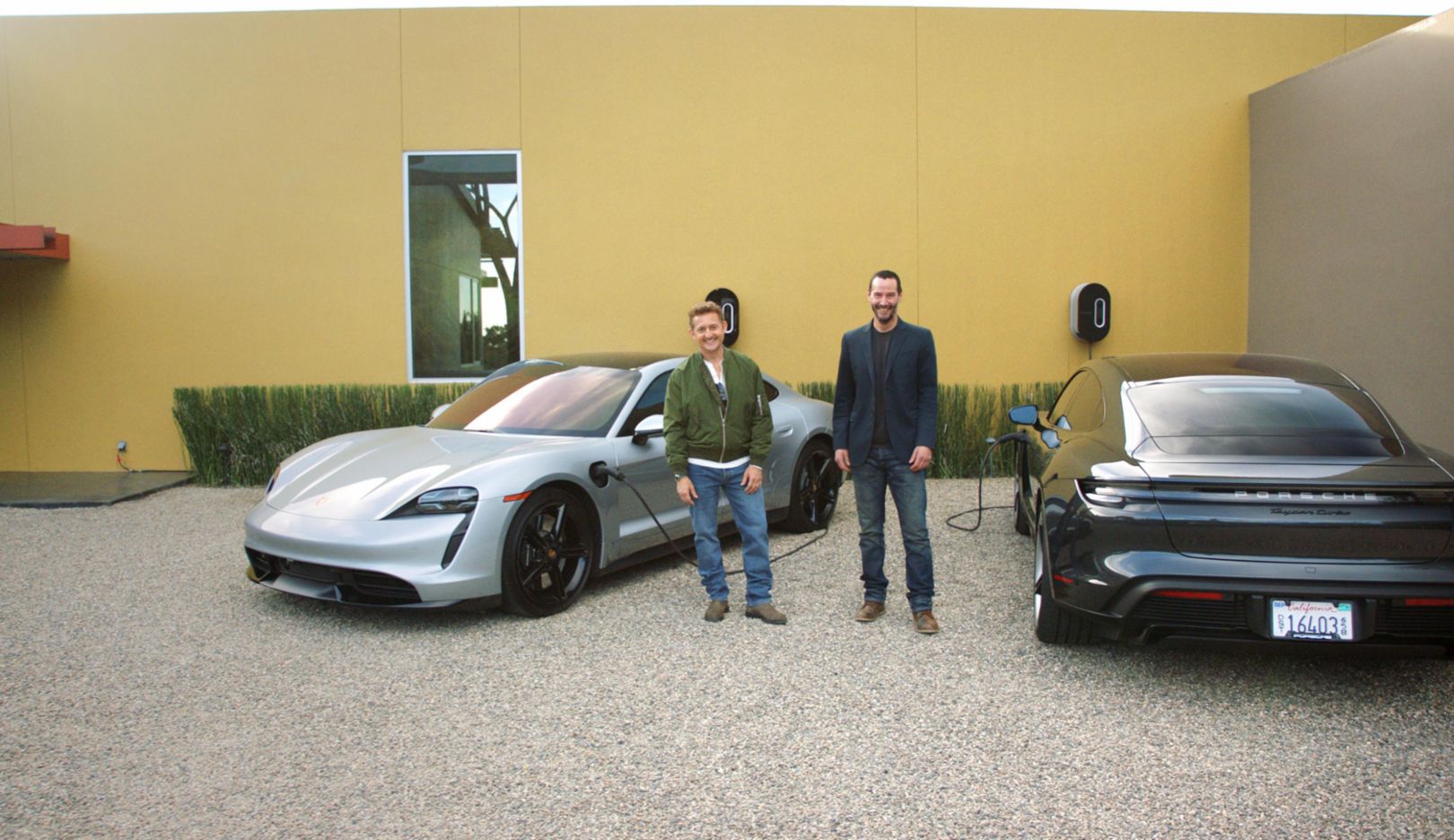Keanu Reeves and Alex Winter test the Porsche Taycan in new film ‘Going the Distance’