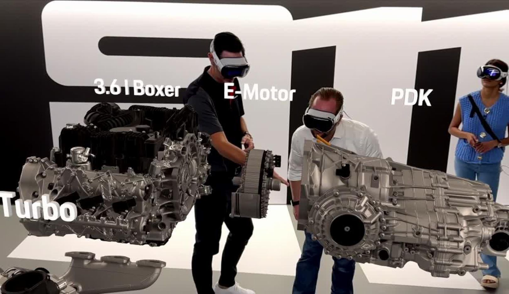 Using Apple Vision Pro with passthrough and a display system that has  4K resolution for each eye, the team could effectively peel back the outer layers of the sports car. This enabled media guests to explore the hybrid powertrain beneath: a powerful, motorsport-inspired system that features a newly developed electric exhaust gas turbocharger that greatly reduces the time required to reach peak boost pressure.