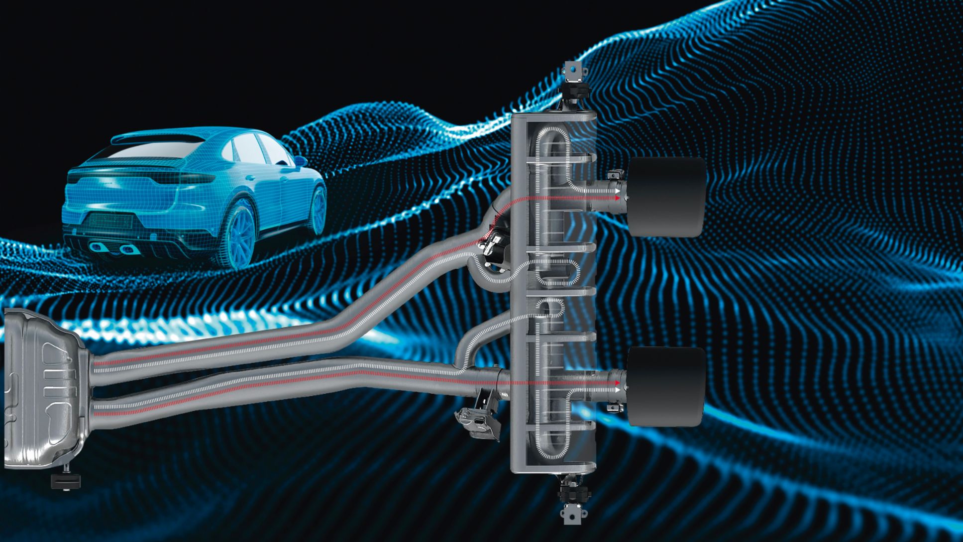 Sistema de escape deportivo del Porsche Cayenne GTS Coupé, 2020, Porsche AG