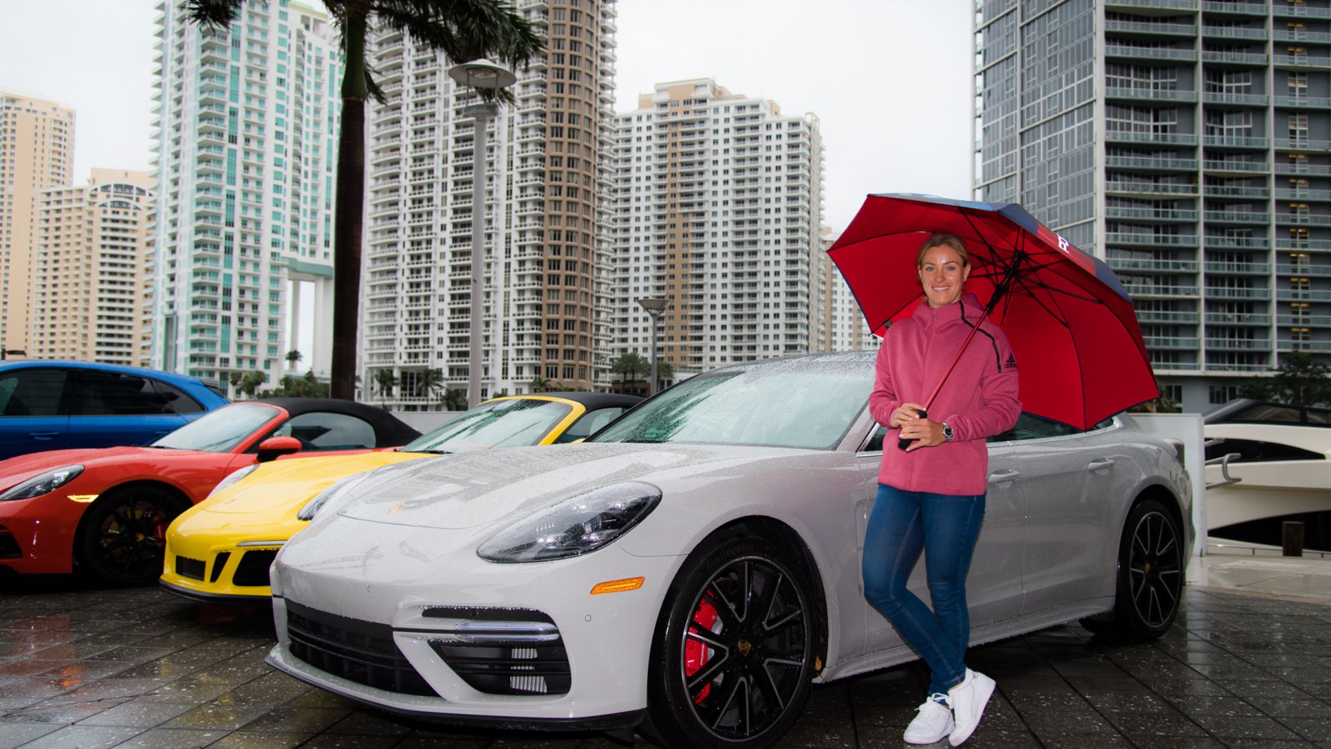 Angelique Kerber bajo la lluvia - La embajadora de Porsche habló antes de participar en el Miami Open de tenis