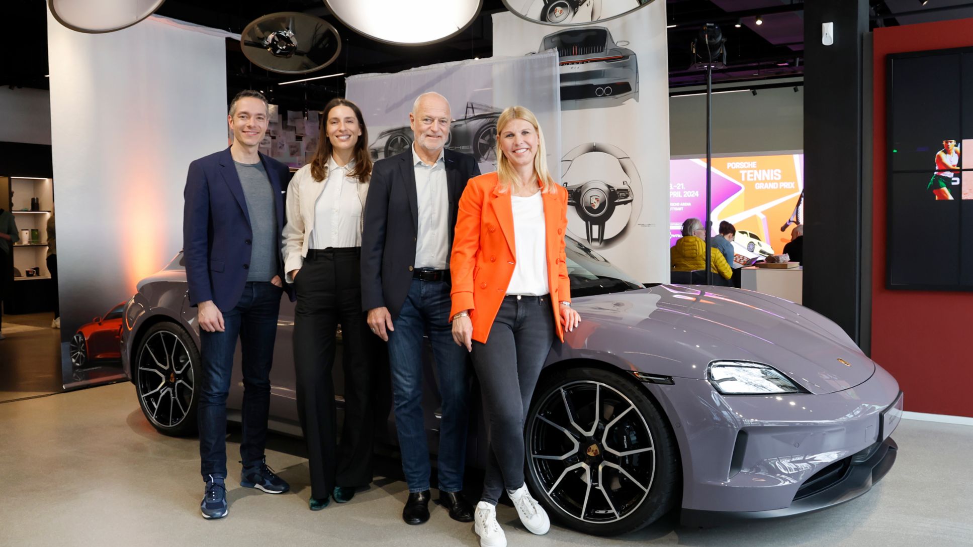 Sebastian Rudolph, Andrea Petkovic, Markus Günthardt, Anke Huber, conferință de presă, Porsche Tennis Grand Prix, 2024, Porsche AG