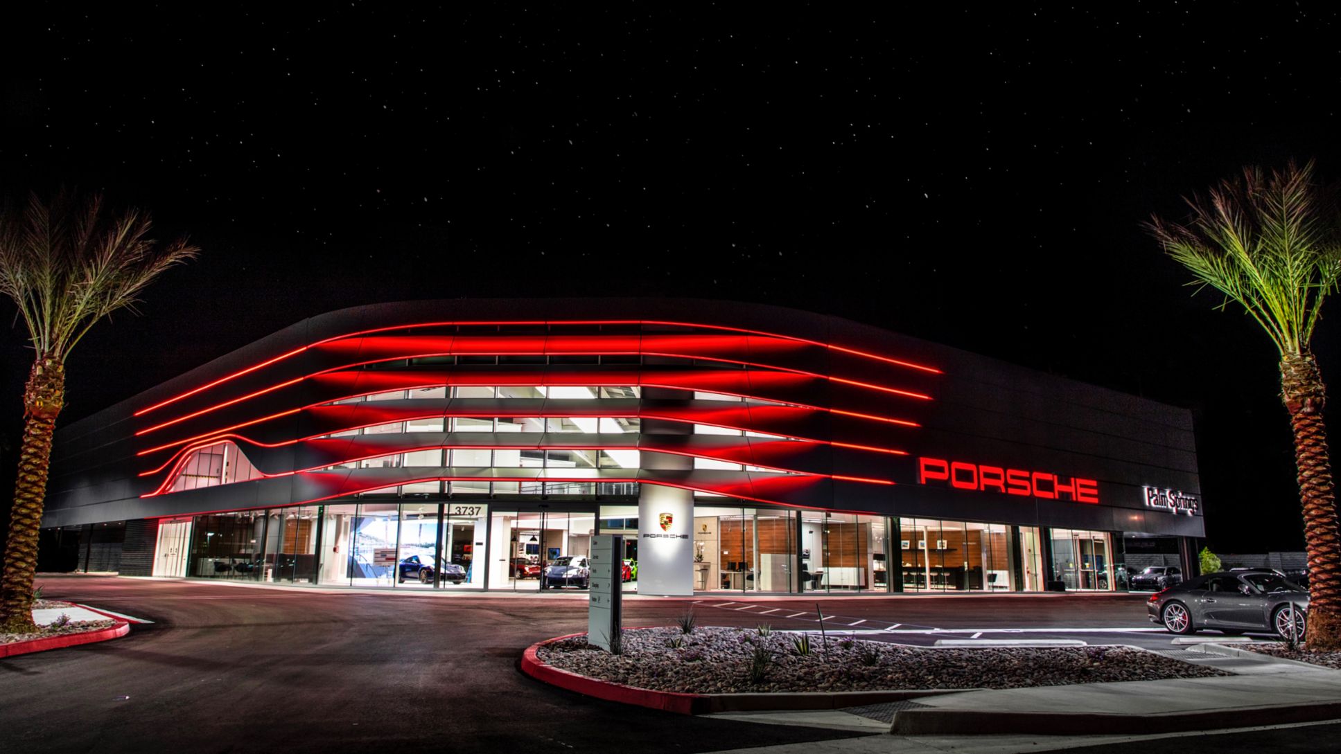 Prototyp der Corporate Architecture für Porsche Zentren, Palm Springs, 2019, Porsche AG