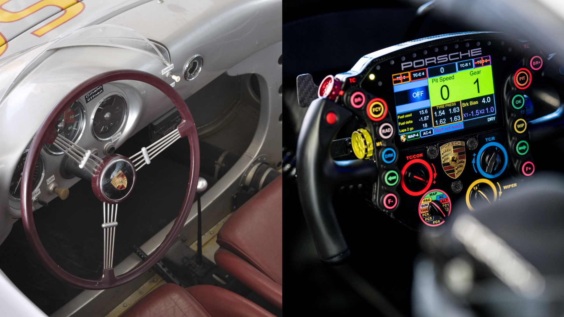 Comparativa: el volante del 550 Spyder (1954) frente al del 911 RSR (2019), 2020, Porsche AG