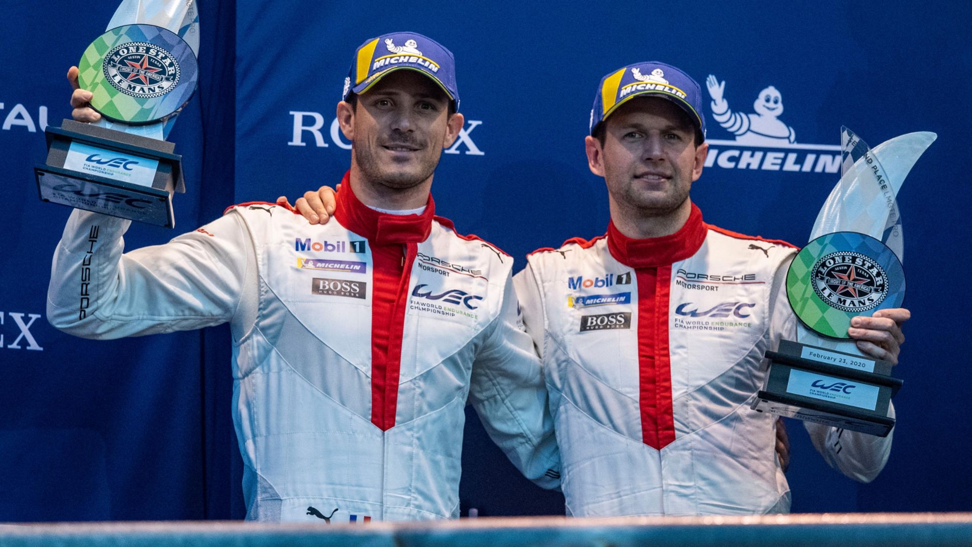 Kevin Estre, Michael Christensen (i-d), Campeonato del Mundo de Resistencia (FIA WEC), prueba 5, Austin/EE. UU., 2019-2020, Porsche AG