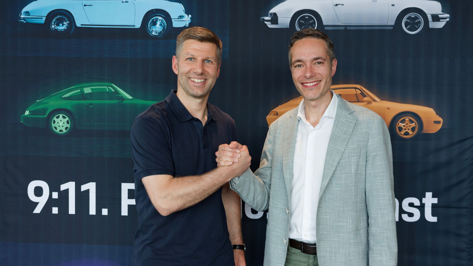 Thomas Hitzlsperger, former a professional footballer and public advocate for diversity, Sebastian Rudolph Vice President Communications, Sustainability and Politics, l-r, 2024, Porsche AG