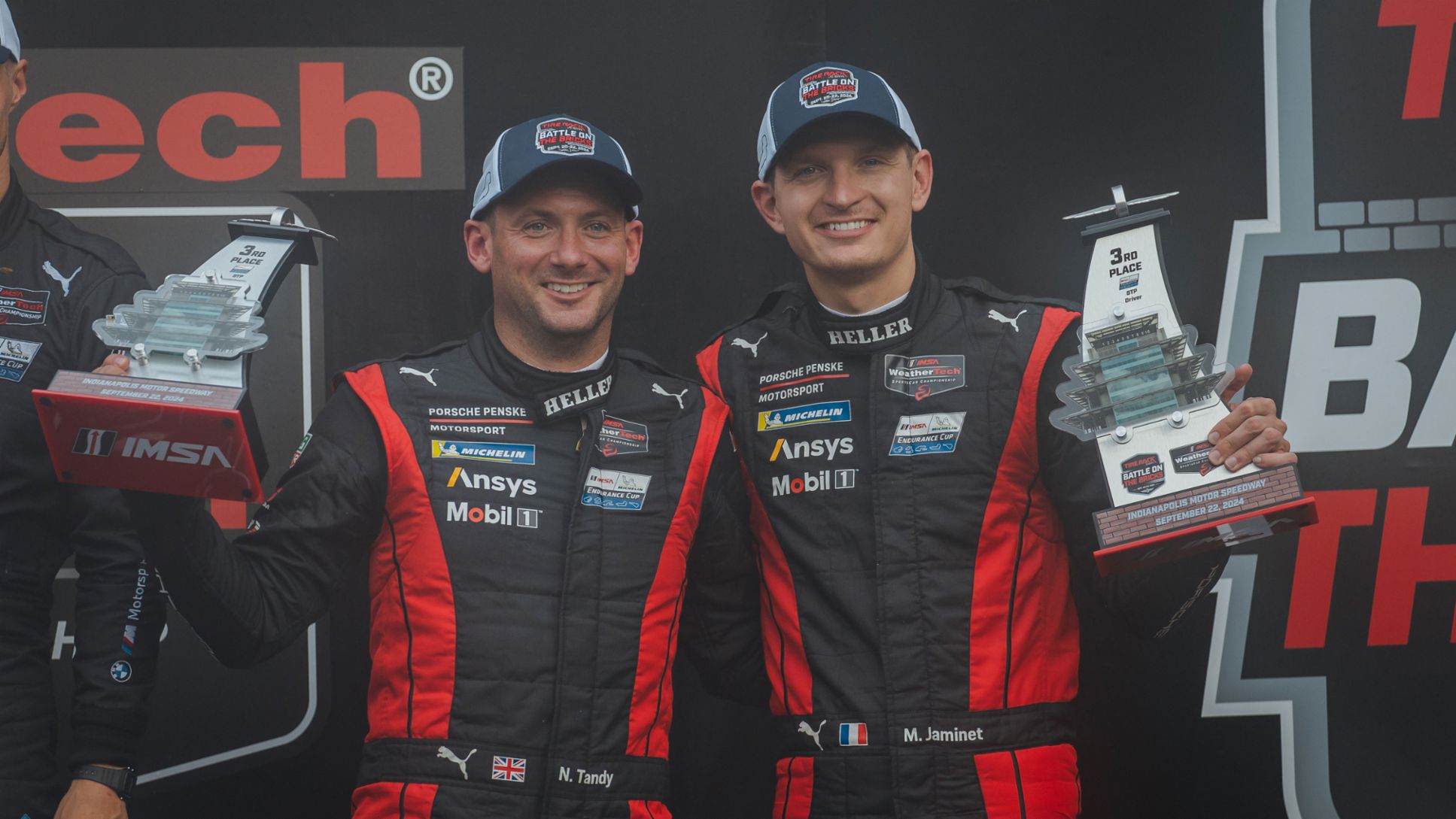 Nick Tandy (UK), Mathieu Jaminet (F), Porsche Penske Motorsport (#6) (l-r), IMSA WeatherTech SportsCar Championship, Race 10, Indianapolis (USA), 2024, Porsche AG