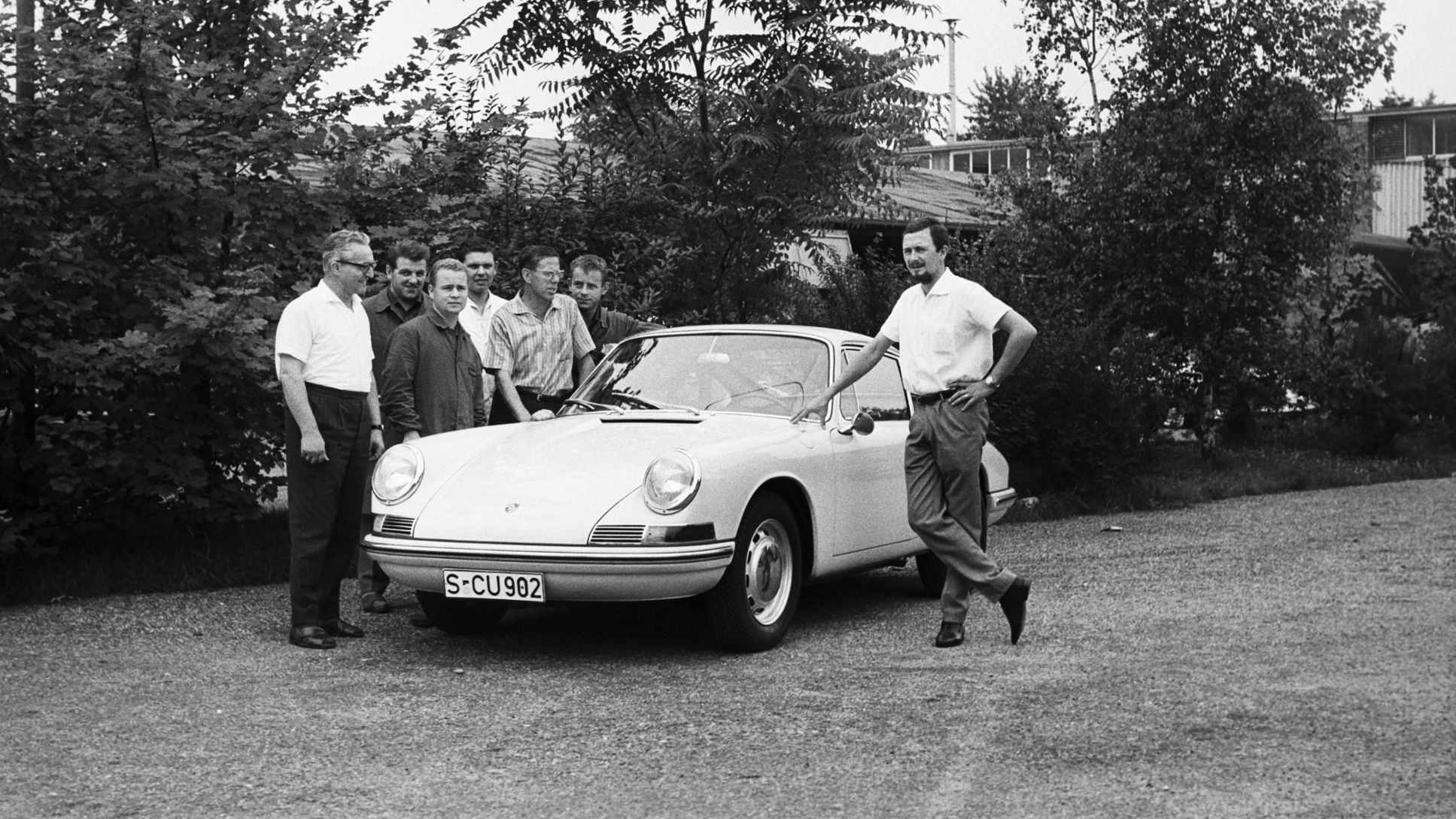 Heinrich Klie, Ernst Bolt, Hans Ploch, Hans Springmann, Ferdinand Alexander Porsche, l-r, Porsche 901, 1964, 2017, Porsche AG