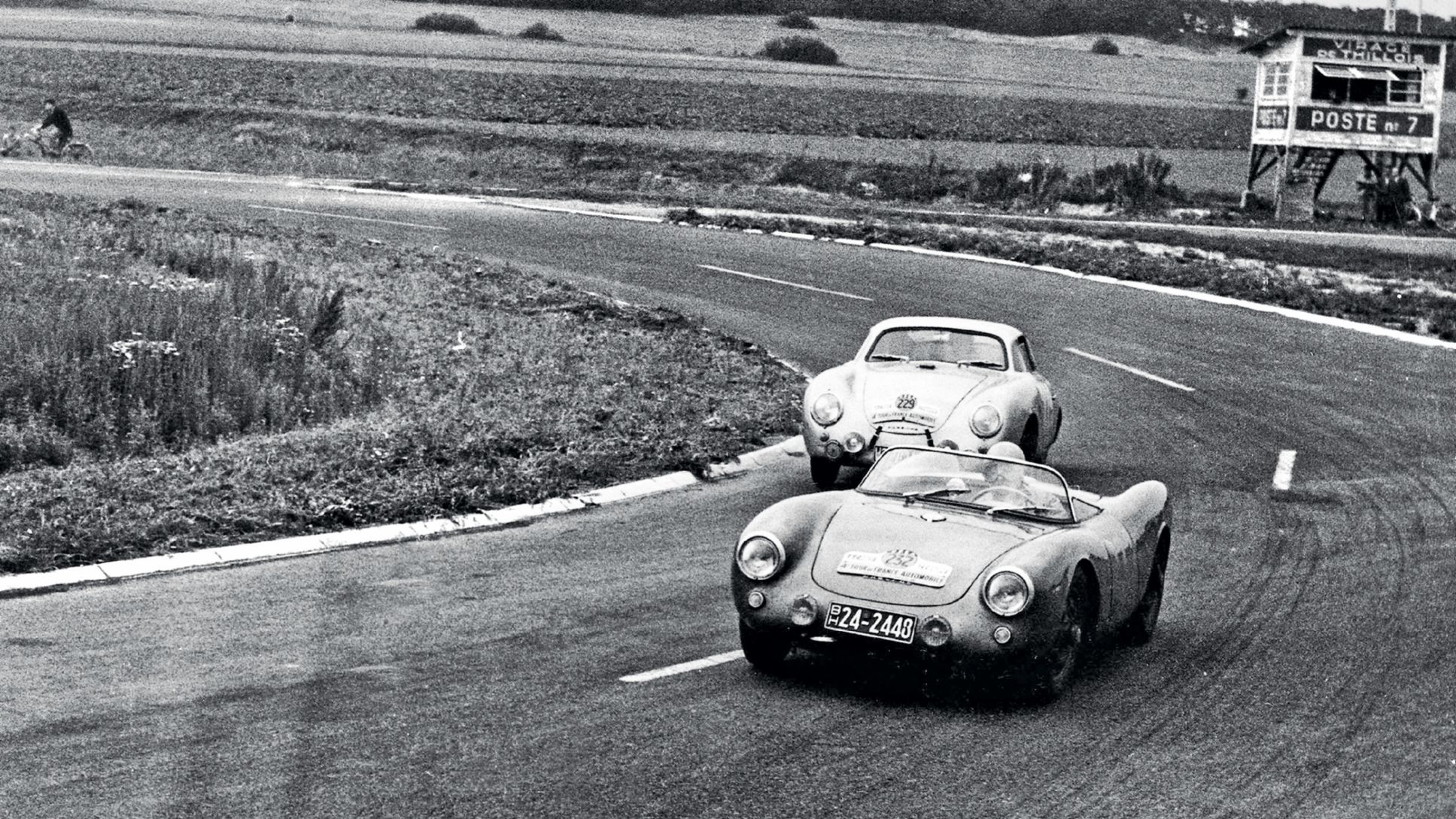 安妮·布斯科特和吉尔伯特·蒂里翁（Gilberte Thirion）, 550 Spyder,汽车环法大赛, 1954, 保时捷 