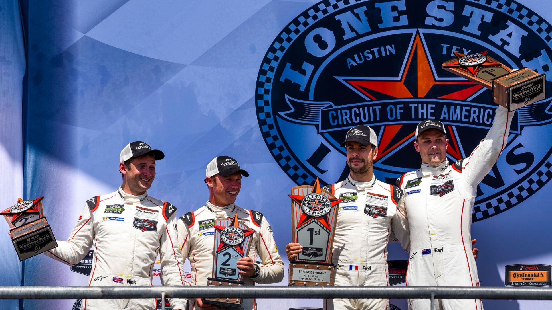 Nick Tandy, Patrick Pilet, Frédéric Makowiecki, Earl Bamber, l-r, IMSA SportsCar Championship, Austin, 2016, Porsche AG