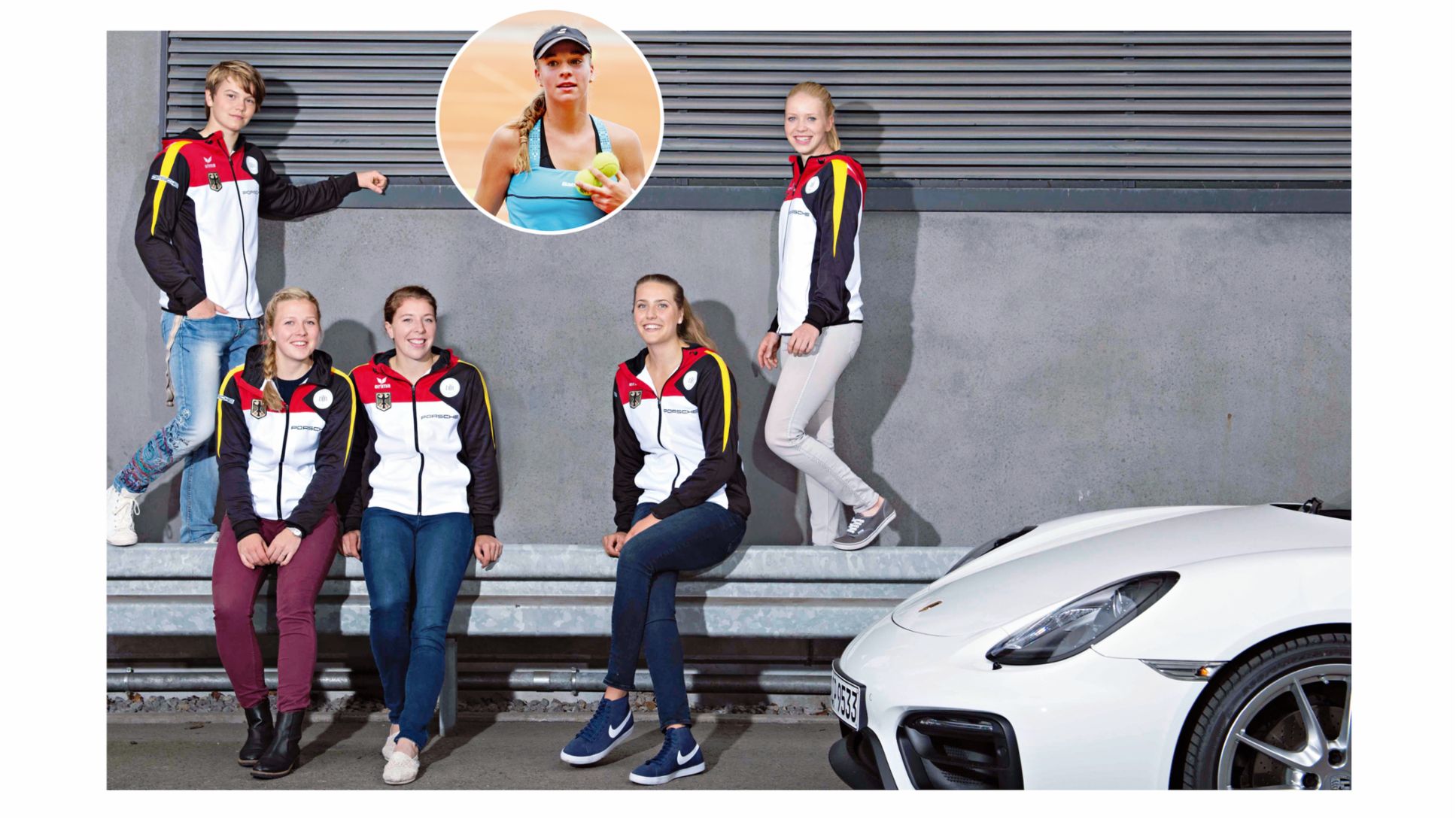 Katharina Gerlach, Lena Rueffer, Anna-Lena Friedsam, Irina Cantos Siemers, Antonia Lottner, Katharina Hobgarski, l-r, Porsche Talent Team Deutschland, 2016, Porsche AG  