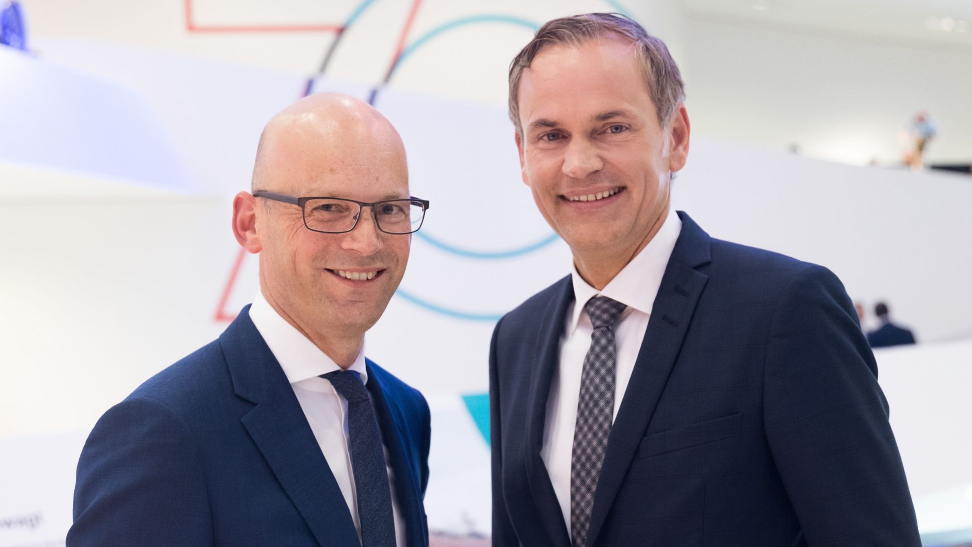 Mark Langer, CEO of Hugo Boss AG, Oliver Blume, Chairman of the Executive Board of Porsche AG, l-r, 2018, Porsche AG