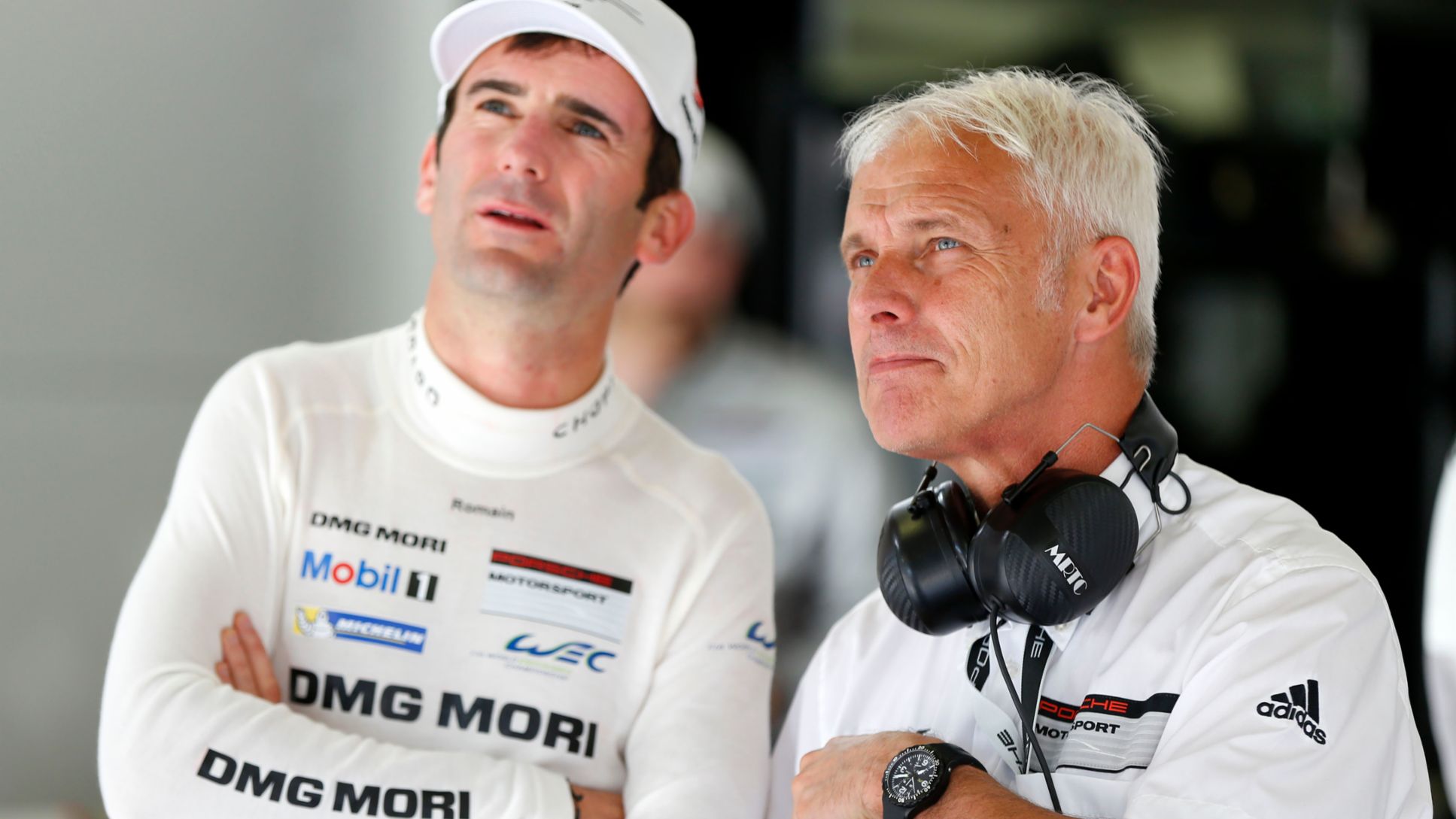 Porsche Team: Romain Dumas, Matthias Mueller, Chairman of the Executive Board of Porsche AG