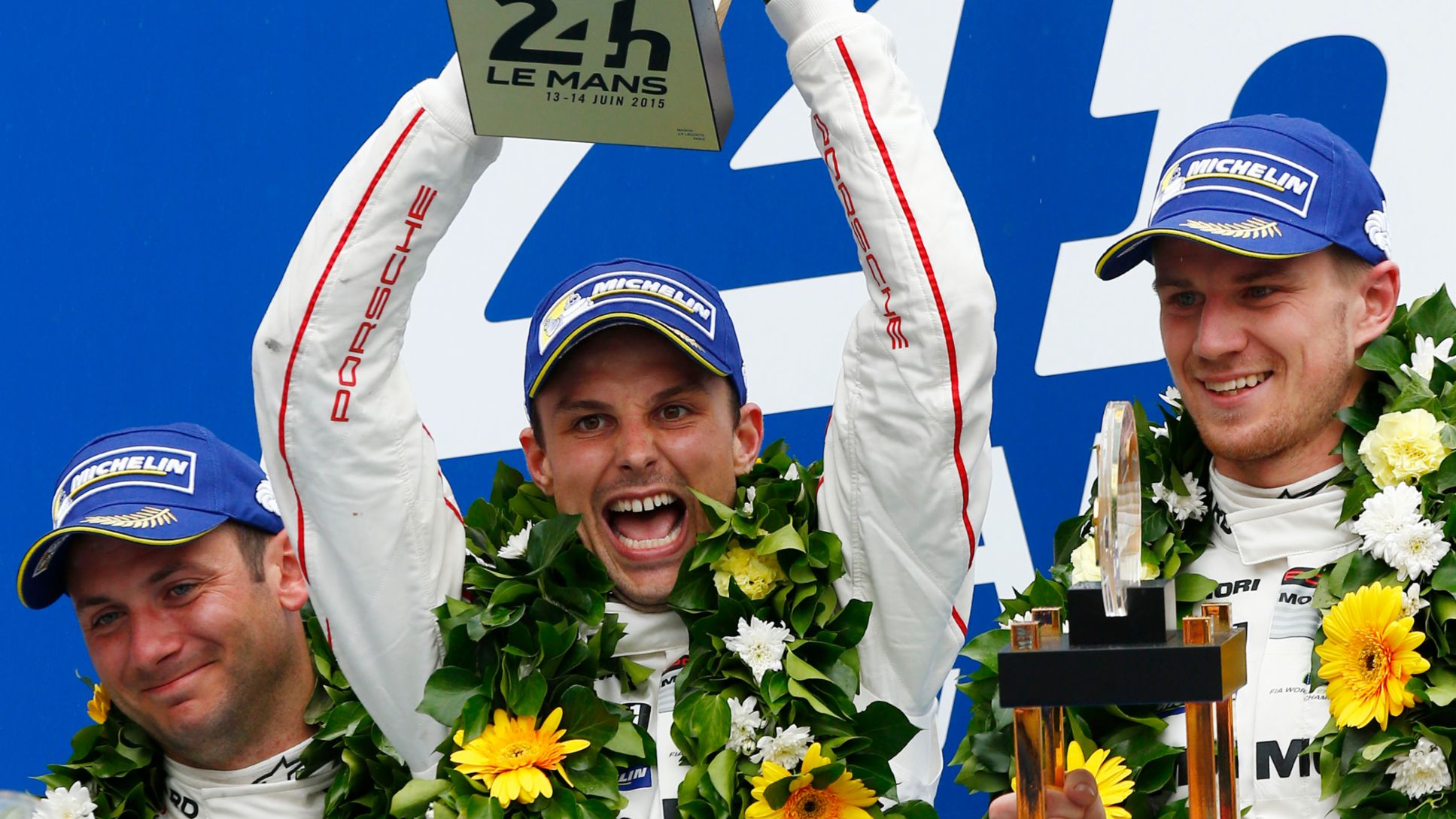 Porsche Team: Nick Tandy, Earl Bamber, Nico Huelkenberg (l-r)