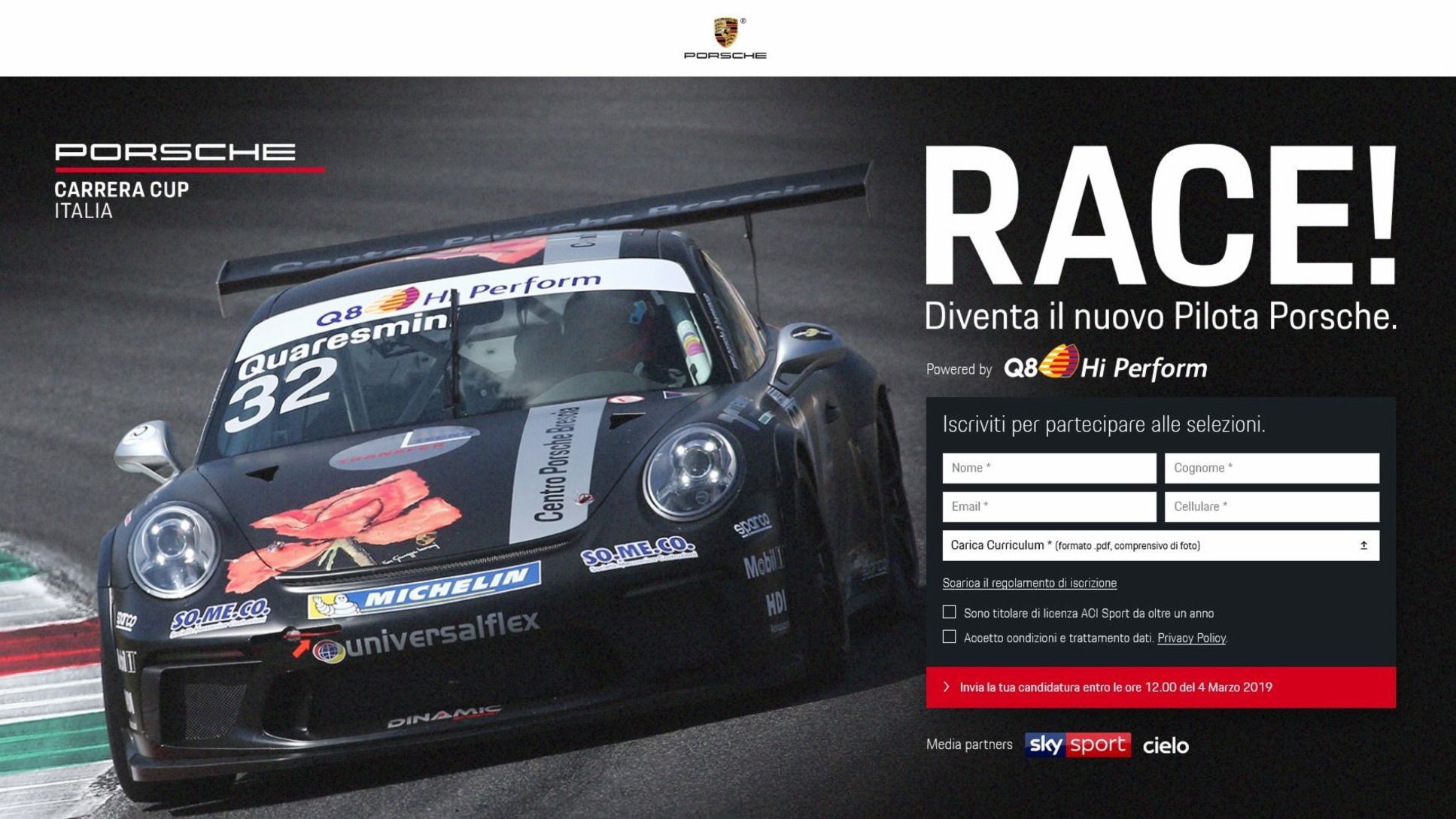Portale online selezioni "RACE!"