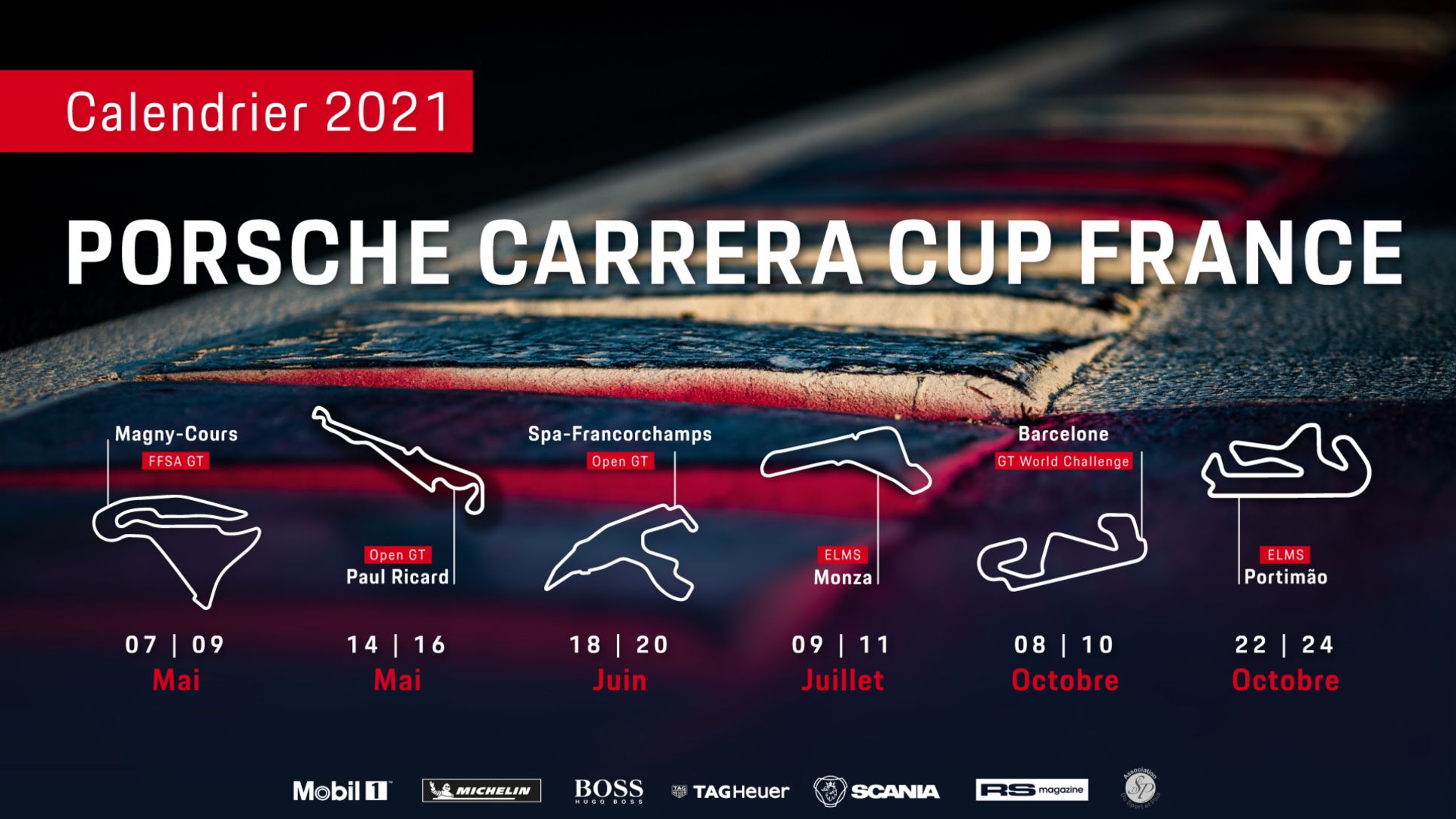 Calendrier de la Porsche Carrera Cup France 2021
