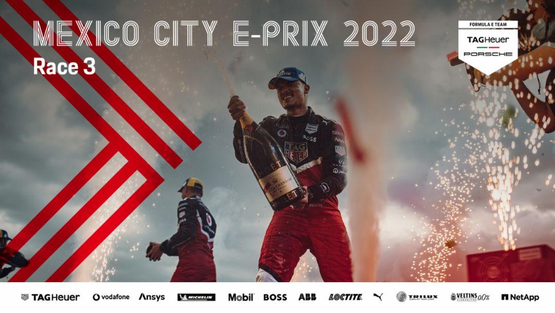 André Lotterer, Pascal Wehrlein, l-r, 99X Electric, Mexico City E-Prix, 2022, Porsche AG