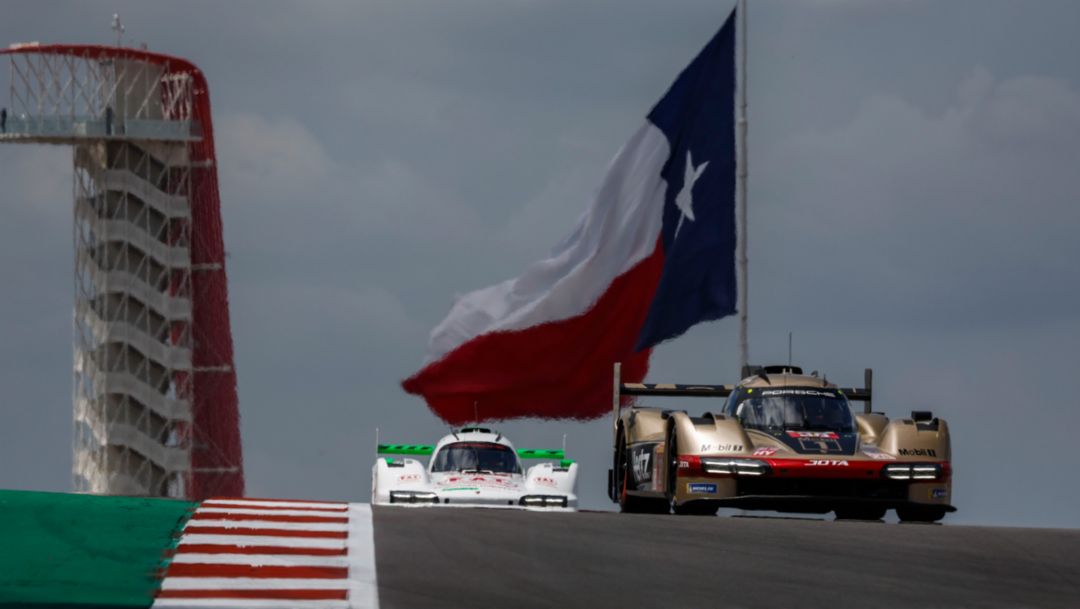 Jenson Button (UK), Phil Hanson (UK), Oliver Rasmussen (DK), Hertz Team Jota (#38), Porsche 963, Lauf 6, FIA WEC, Austin, USA, 2024, Porsche AG