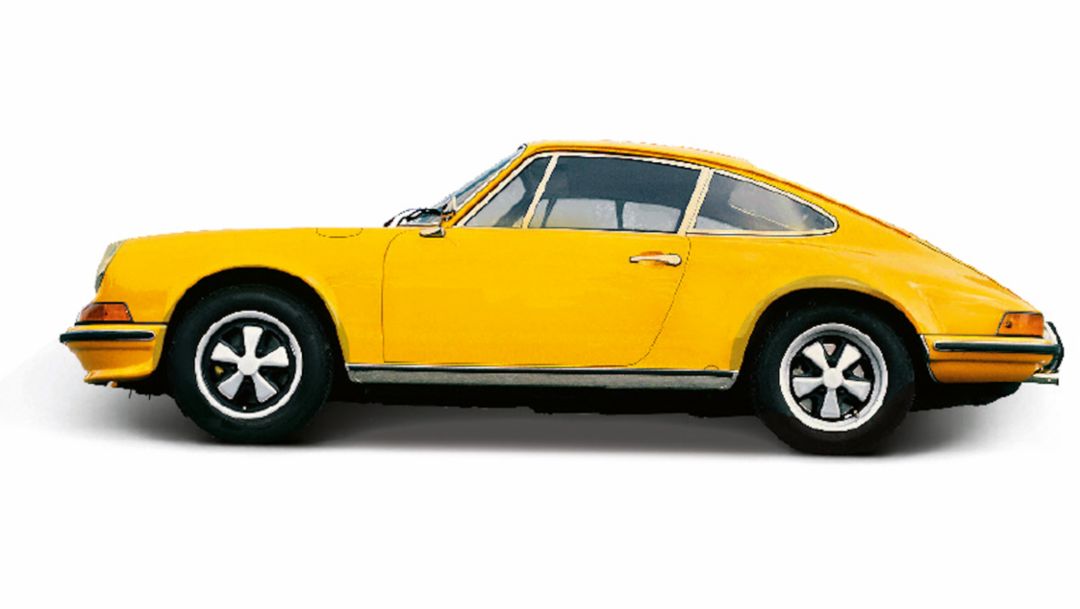 Signalgelb: 911 S 2.7 Coupé (Prototyp), 1972, 2018, Porsche AG