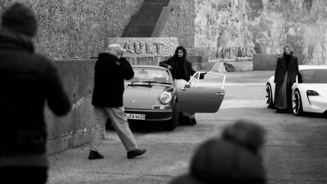 911, Mission E, shoot with phographer to the stars Peter Lindbergh, Porsche Talent Project, Ault, France, 2018, Porsche AG