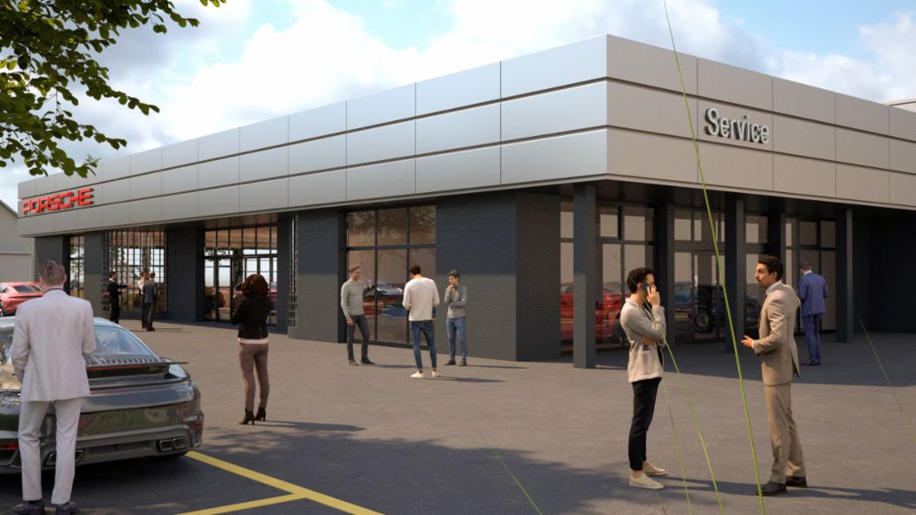 Visualisierung, Porsche Approved &amp; Service Zentrum Luzern, 2026, Porsche Schweiz AG