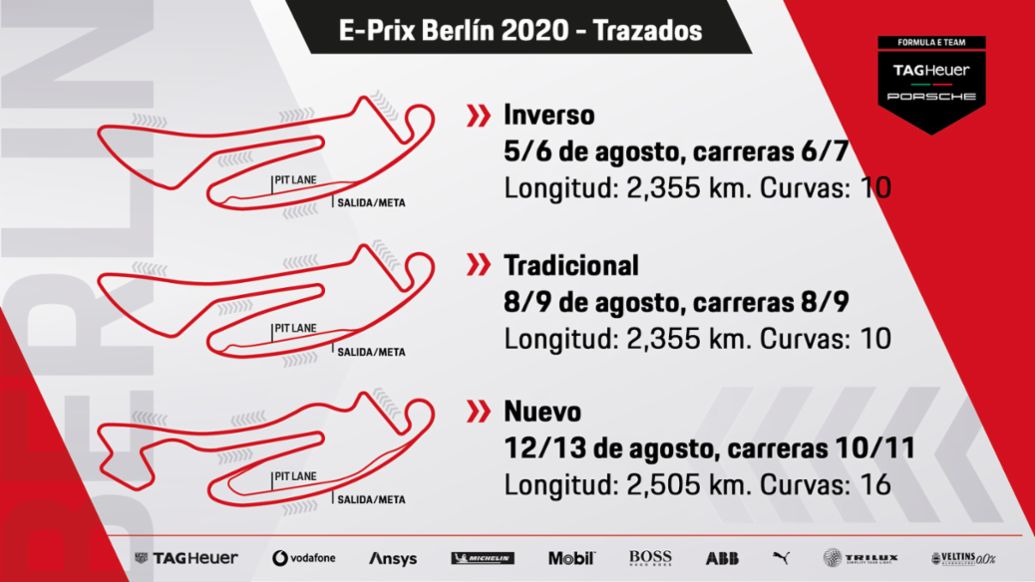Variantes de la pista, E-Prix de Berlín, Fórmula E, 2020, Porsche AG