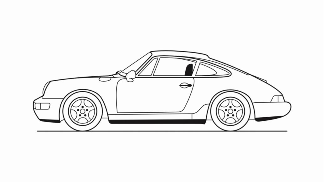 Dibujo de un Porsche 911 tipo 964, 2022, Porsche AG