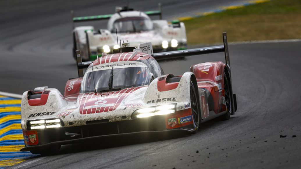 Porsche 963, Porsche Penske Motorsport (nº 6), Kévin Estre (FRA), Laurens Vanthoor (BEL), Matt Campbell (Australia), carrera, 24 Horas de Le Mans, Campeonato del Mundo de Resistencia FIA (WEC), 2025, Porsche AG