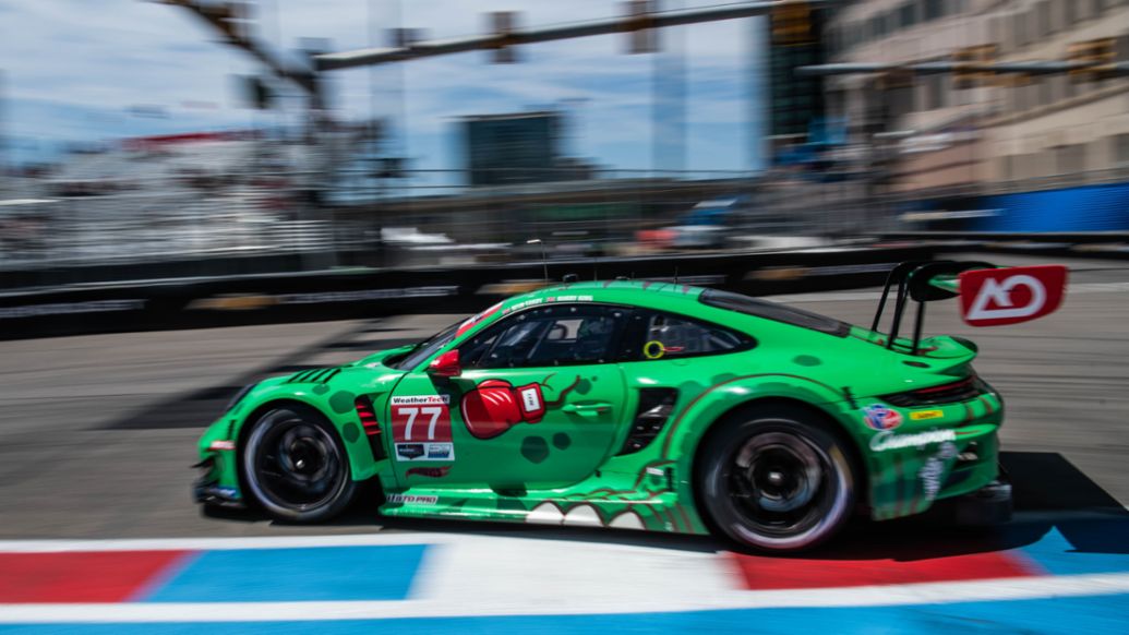 Porsche 911 GT3 R, AO Racing (n&ordm; 77), Harry King (GB), Nick Tandy (GB), Alessio Picariello (BEL), Detroit, campeonato IMSA, 2026, Porsche AG