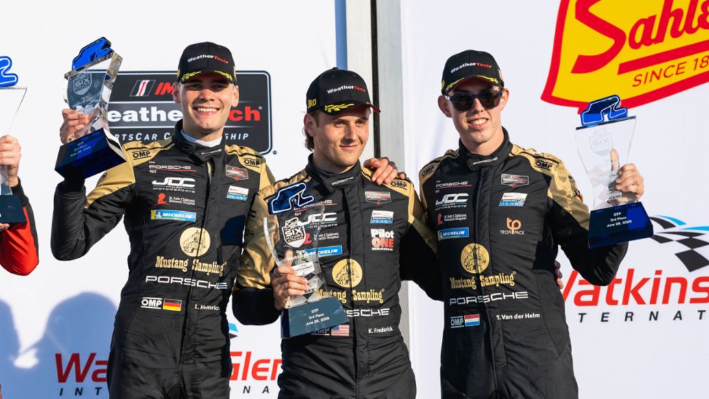 Laurin Heinrich (ALE), Kaylen Frederick (EE. UU.), Tijmen van der Helm (PB) (i-d), JDC-Miller MotorSports (n&ordm; 5), 6 Horas de Watkins Glen, campeonato IMSA, 2026, Porsche AG