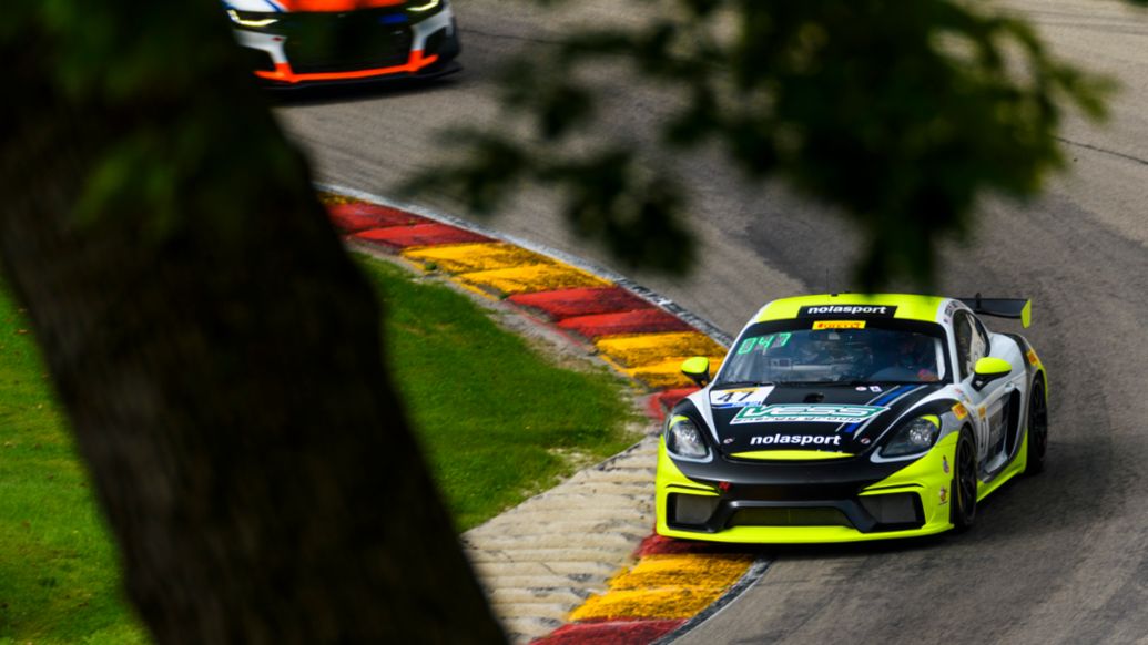 No. 47 NOLASPORT Porsche 718 Cayman GT4 Clubsport at Road America, 2019, PCNA