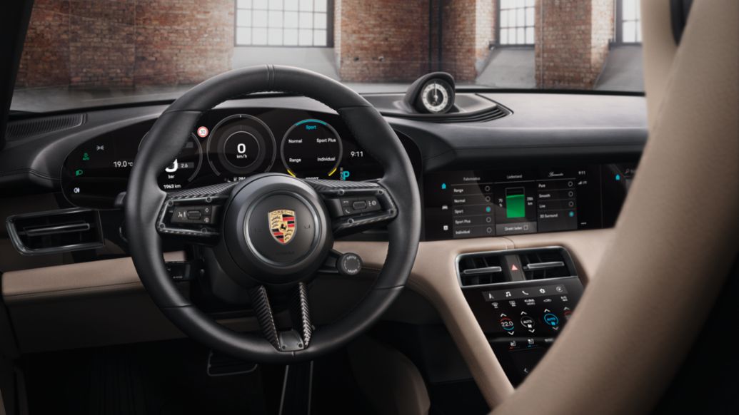 Porsche Exclusive Manufaktur Taycan Turbo - Steering Wheel Trim Carbon mat, 2020, PCNA