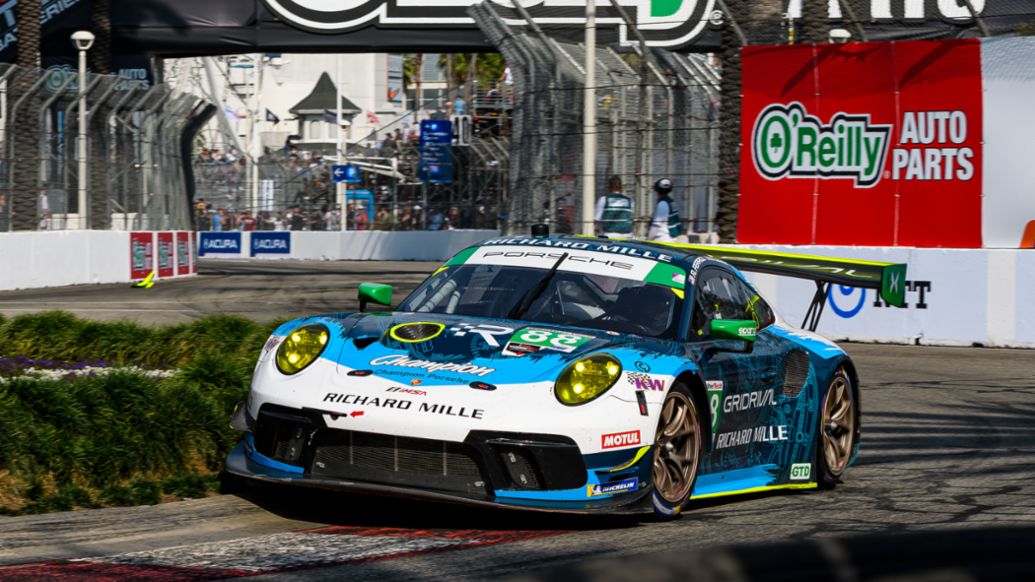 Porsche 911 GT3 R - No. 88 Team Hardpoint - Rob Ferriol (USA) and Katherine Legge (UK), Grand Prix of Long Beach, Long Beach, California, USA, 2021, PCNA