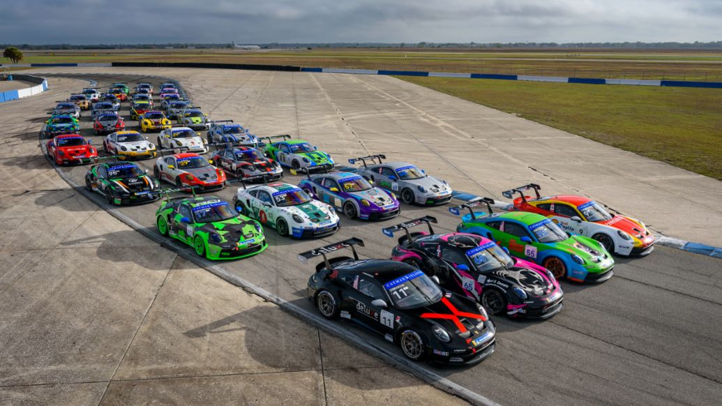 Porsche Carrera Cup North America Presented by the Cayman Islands, full field photo, Sebring, 2022, PCNA