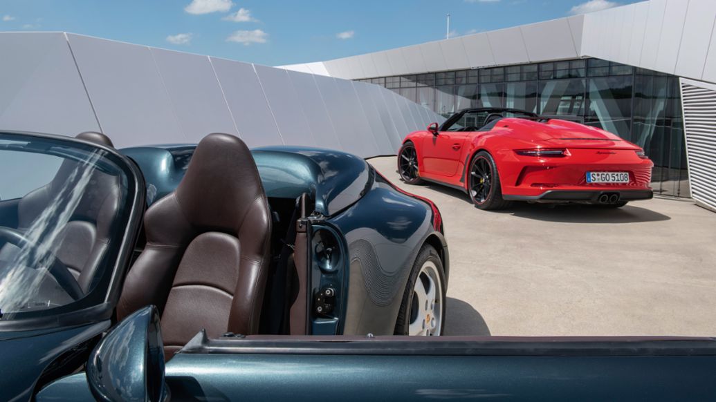 911 Speedster, terraza del Museo Porsche, 2019, Porsche AG