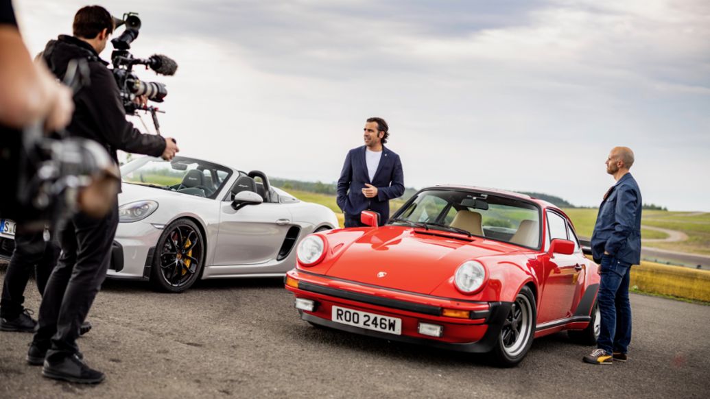 Dario and Marino Franchitti, l-r, 718 Spyder, Cayman GT4, 2019, Porsche AG